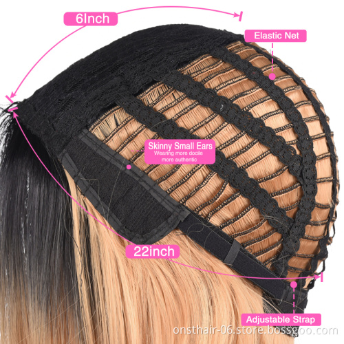 Bob Cut Hairstyle Synthetic Wigs Ombre Hair for Women Cosplay Wigs Grey Hot Selling Short Straight/wavy Brown to Light Blonde
